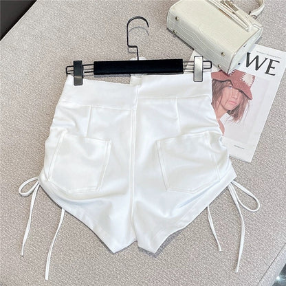 2022 summer new western style all-match slim slimming design irregular drawstring sexy hot pants shorts women 1621