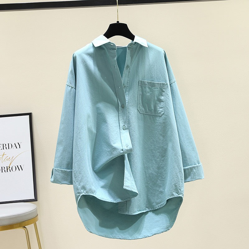 Yellow cotton and linen shirt women's 2023 early spring new jacket