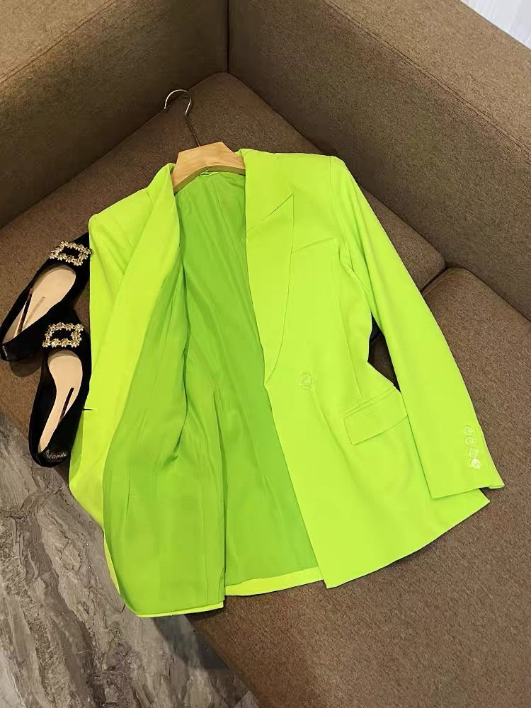 High-quality British retro green blouse short jacket suit small