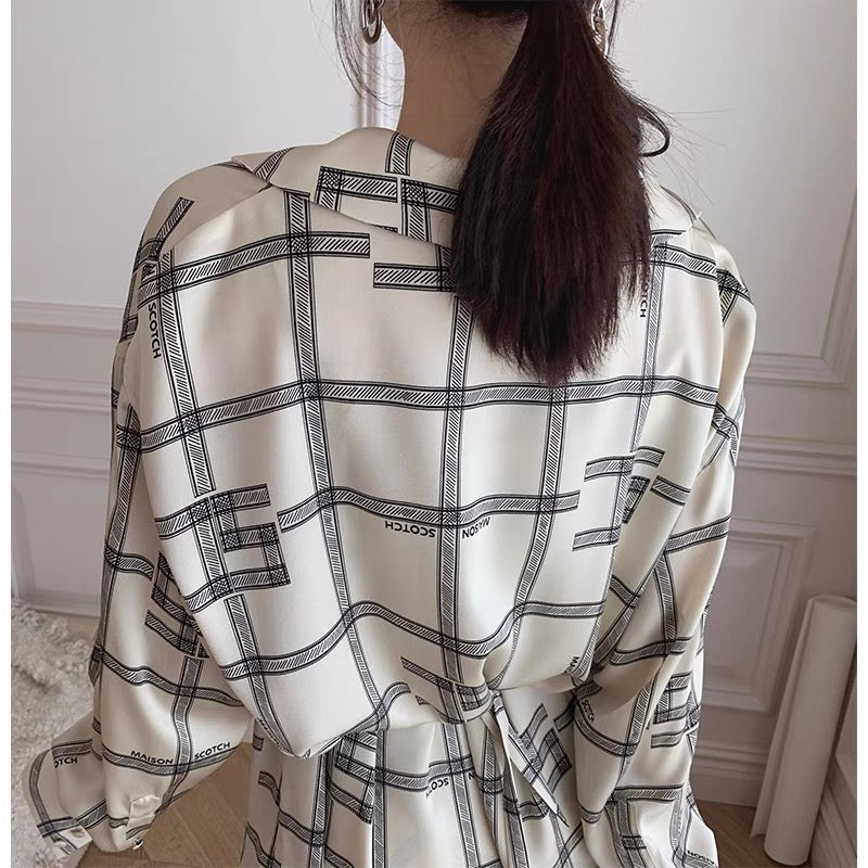 mona original summer shirt skirt buttoned bat sleeves design sense staggered print fake two-piece dress female