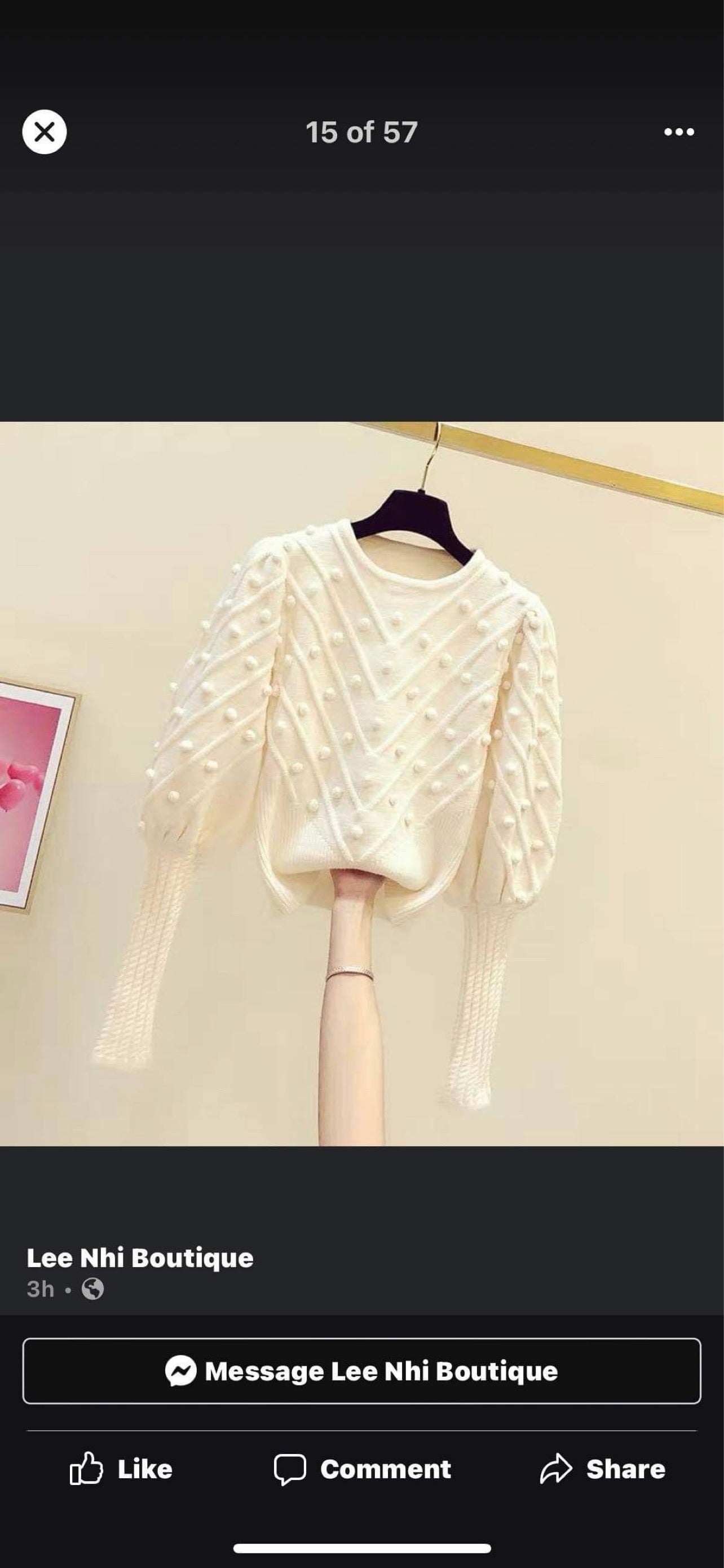 Handmade three-dimensional fur ball round neck pullover puff sleeve knitted sweater women's 2022 autumn and winter new Korean style casual sweater trend