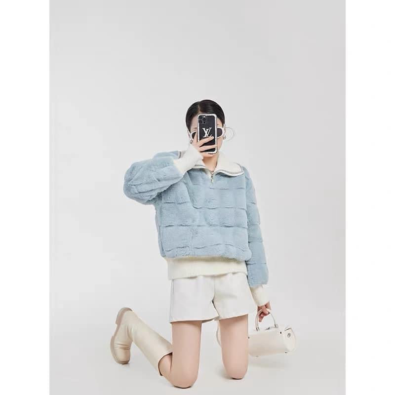 LLL LAB/milk fufu's sweater women's design sense niche imitation mink hair short style unique chic small top early autumn