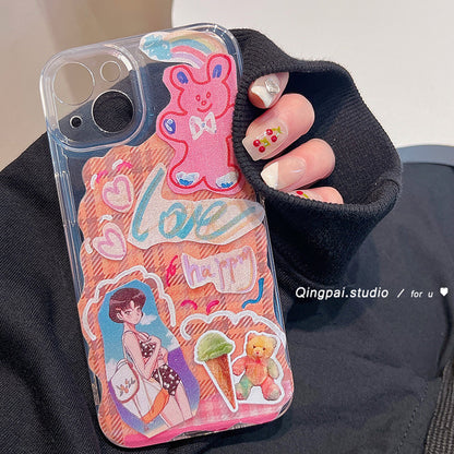 Xu Mengjie's same model is suitable for iphone13promax transparent Apple 12 mobile phone case 11 new xr female 14 net red all-inclusive 14plus anti-fall 13pro sweet cool 12pro millennium style graffiti trend