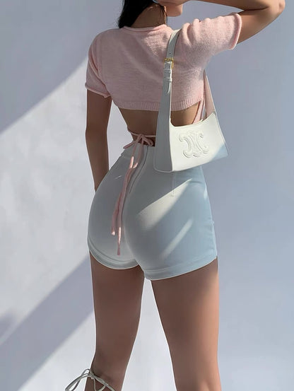 Well also white casual shorts women's 2022 summer new a-line high waist bag hip tight short hot girl pants