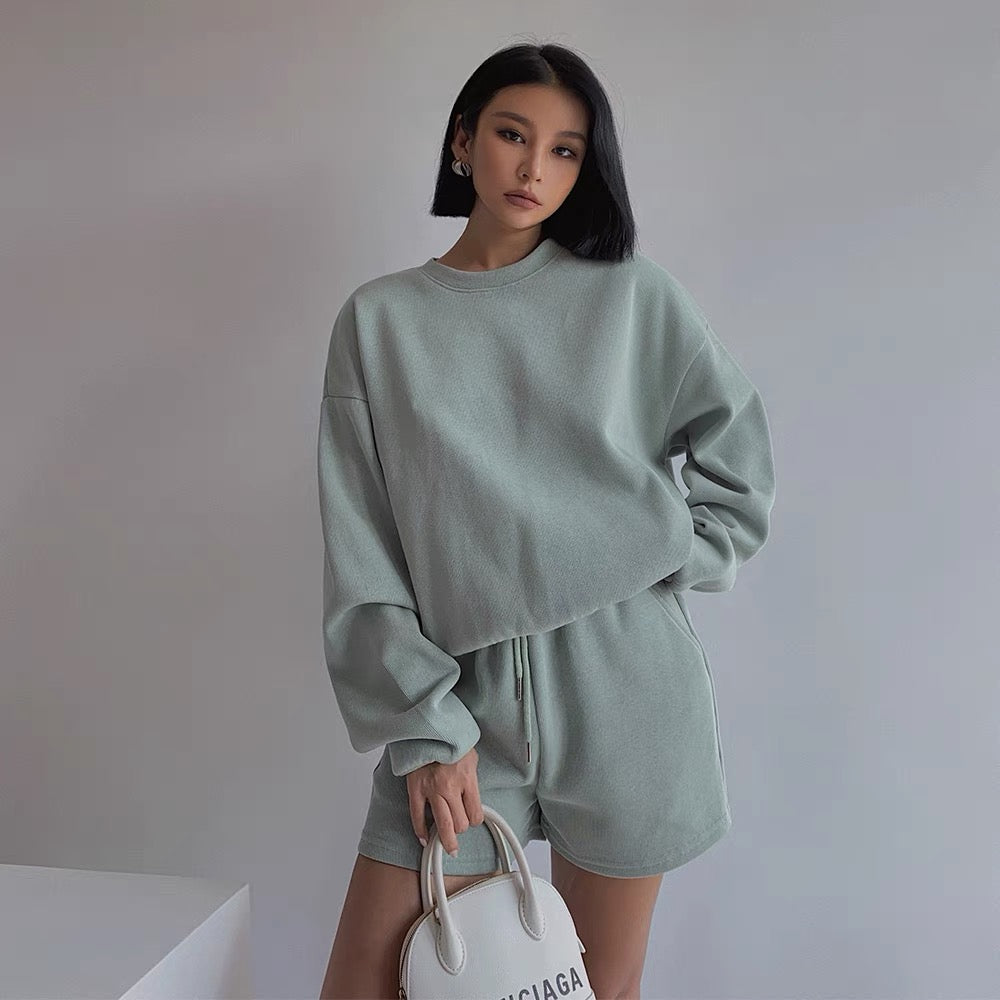 Homemade Wudi good fabrics sweater shorts dress spring and autumn two-piece suit American cool girl fried street fashion