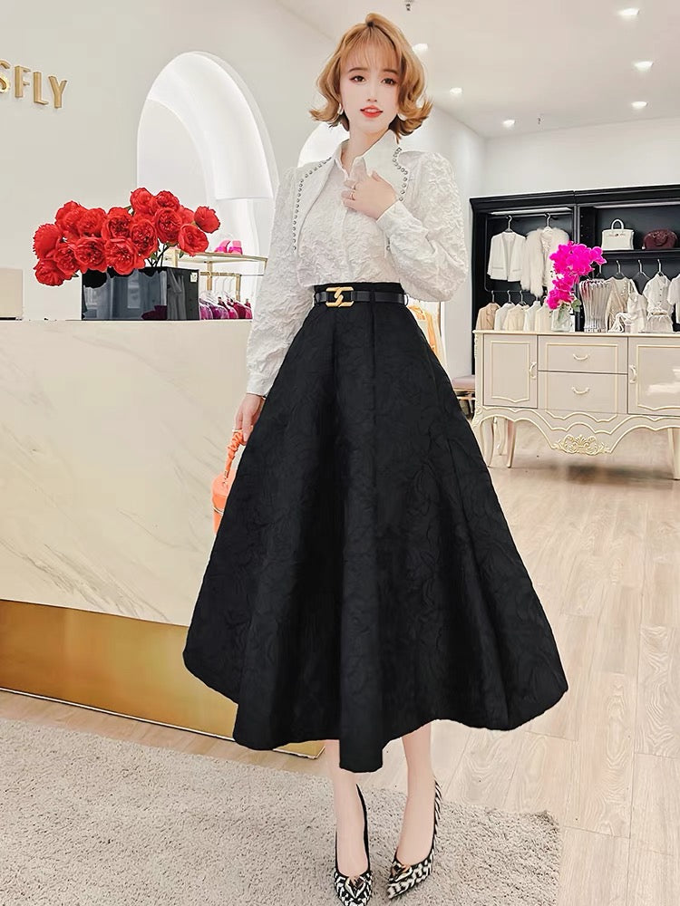 A line jacquard outlet skirt