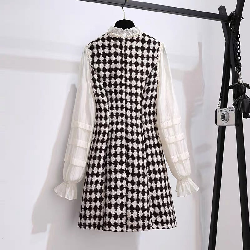 Xiaoxiangfeng dress 2022 early autumn new women's clothing long-sleeved giant thin chic unique lady temperament skirt