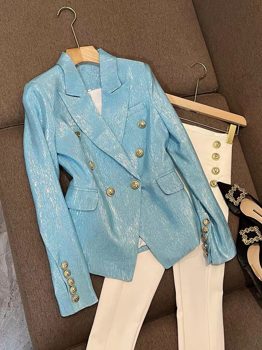 Shenzhen Nanyou high-end European goods Korean Italian-style Neapolitan suit top blue suit jacket female 6857