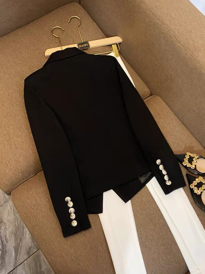 European goods high-end tops high-end goddess fan niche designer fried street suit black suit jacket female 6750