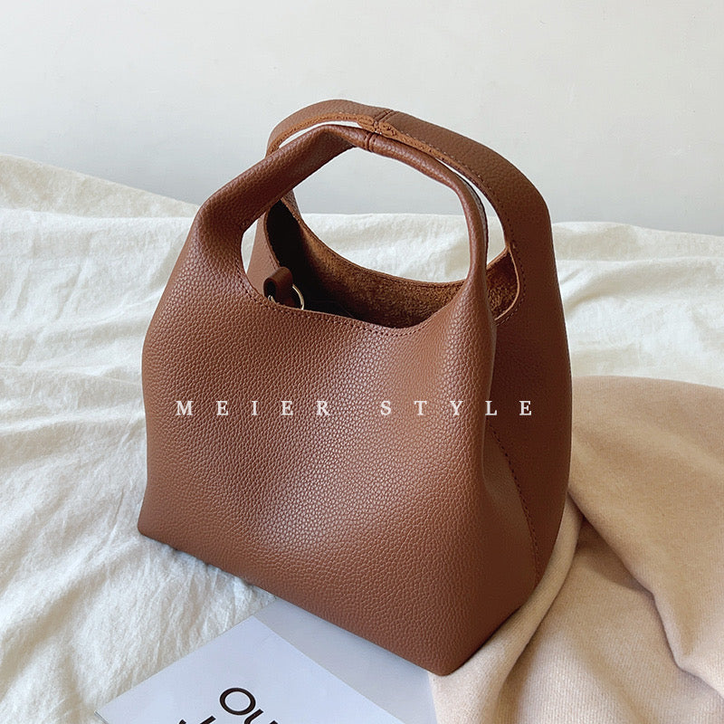 ins retro lychee pattern vegetable basket bucket bag tote bag handbag simple shoulder Messenger bag mother bag female
