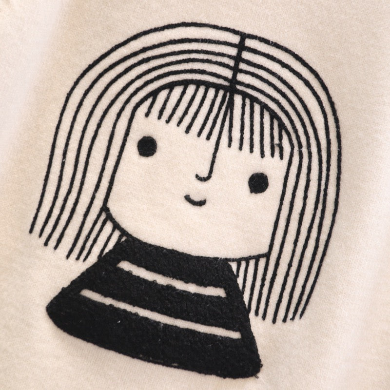 Contrast color cartoon girl pullover sweater female autumn and winter 2023 new Japanese style loose design bottoming knitted top