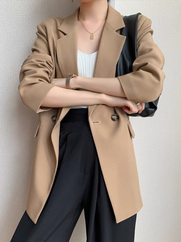 (Pre-Order) Khaki high-end drape small suit jacket 2022 new spring and autumn loose temperament thin ladies suit top