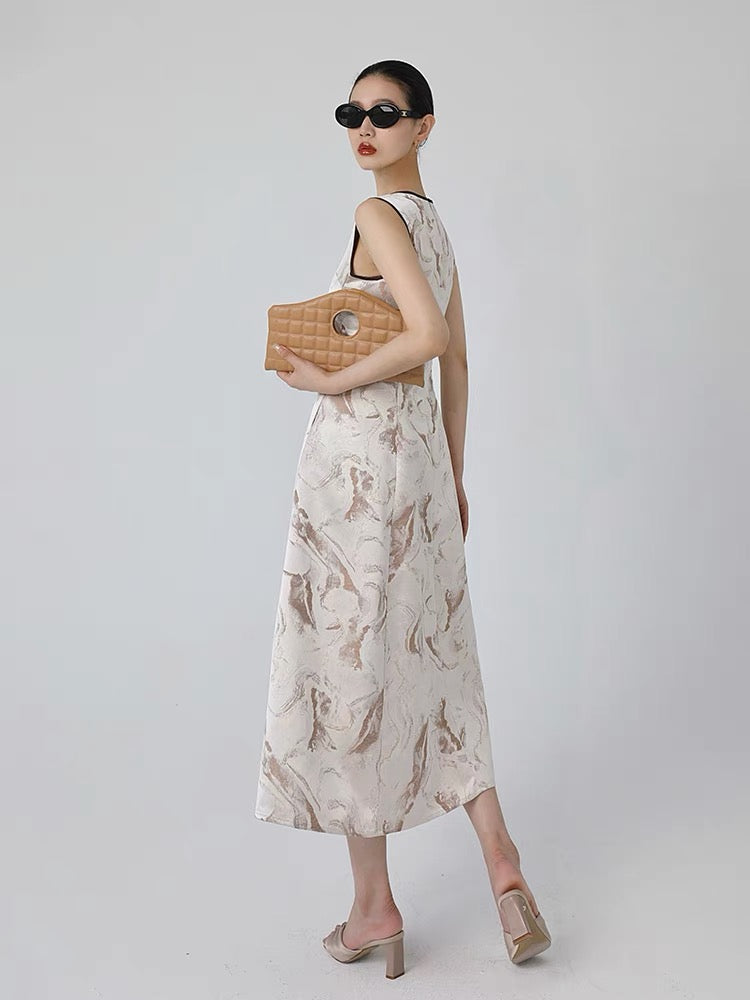 WANGXO new Chinese style improved cheongsam dress female summer 2022 new sleeveless printed vest skirt