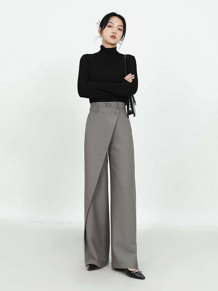 NEVA HU loose wide-leg pants women's high-waist drape 2023 spring