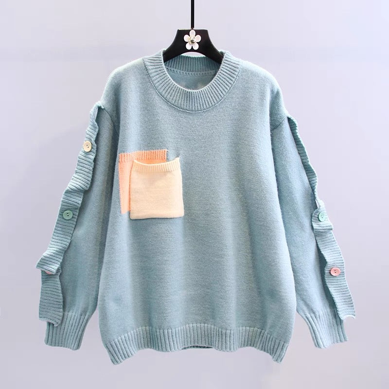 Small fresh college style Japanese sweet sweater women's autumn and winter 2022 new loose outer wear foreign style knitted top