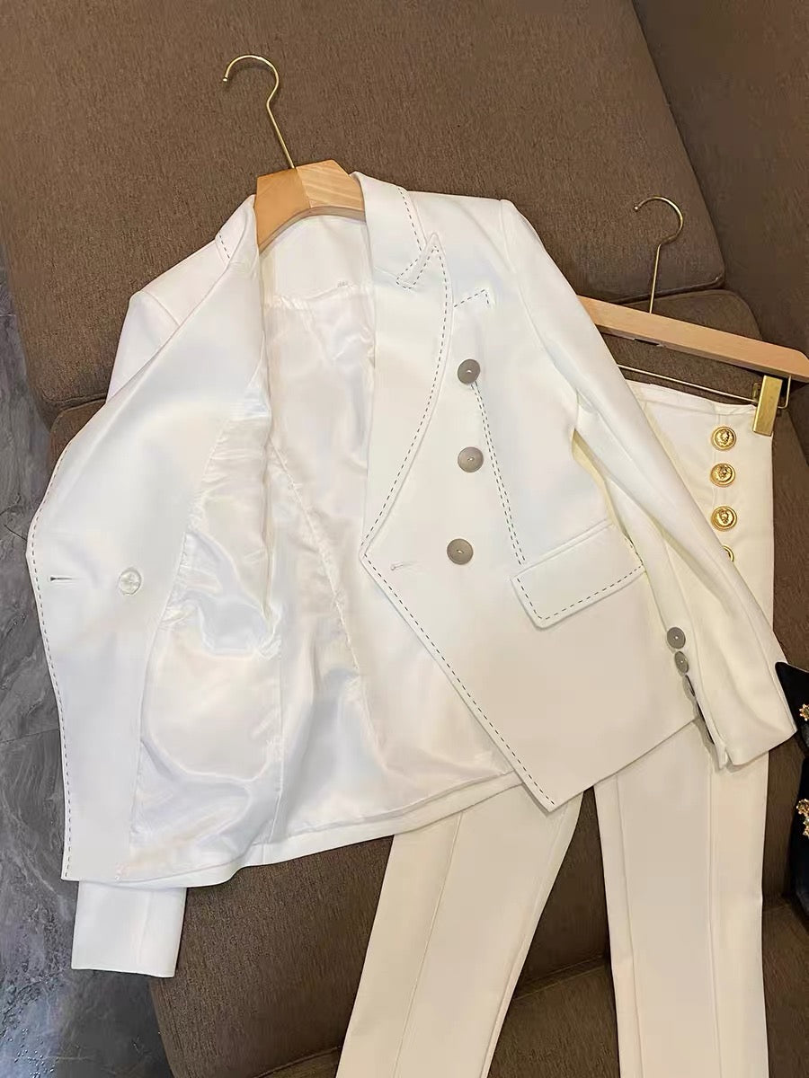 High-end European goods are all empty high-end sense fried street niche high-end professional white suit suit jacket 6840