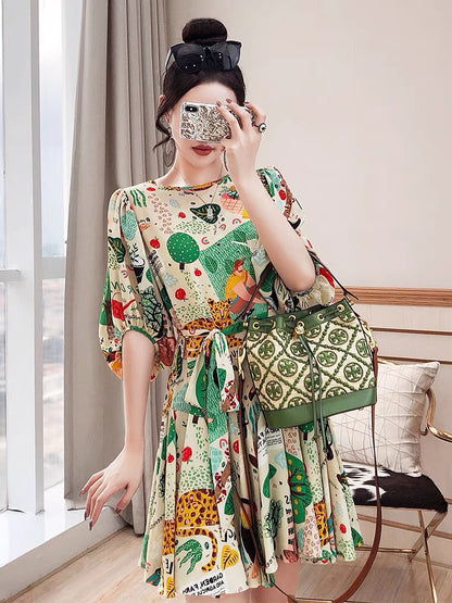 Royal sister skirt women's clothing 2022 new summer dress small waist classic style floral ladies light luxury dress summer