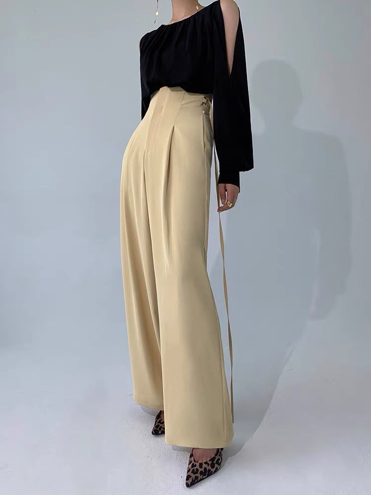 WANGXO high waist thin wide leg pants women's 2022 summer thin drape suit pants loose casual long pants