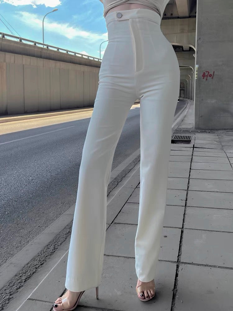 Le palais vintage original one piece long-legged hot girl ultra-high waist thin white cigarette pants