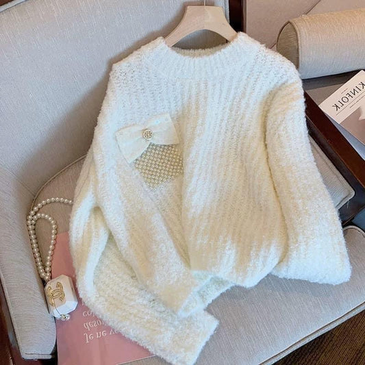 Picking up the leak discount store shopping mall counter withdrawal women's sweater design feeling gentle wind age-reducing foreign style pullover sweater