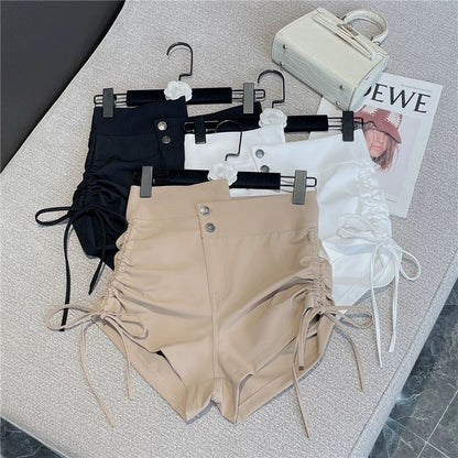 2022 summer new western style all-match slim slimming design irregular drawstring sexy hot pants shorts women 1621