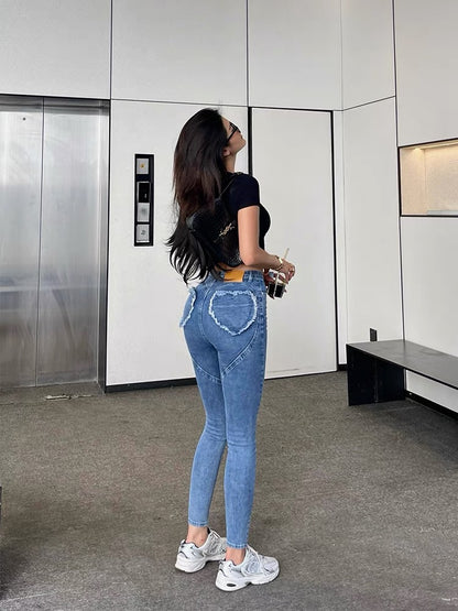 Well also hot girl love jeans women's summer new a-line high-waisted slim fit tight-fitting pencil pants with thin feet