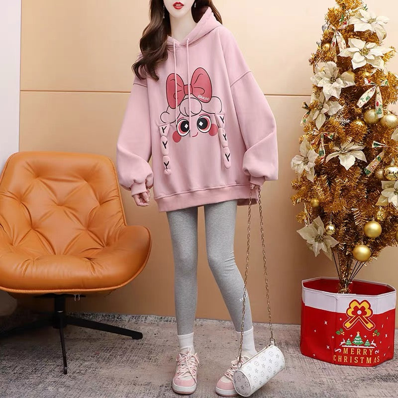 Fleece and thickened hooded sweater women's 2022 new autumn and winter hot style fashion western style age-reducing loose design coat