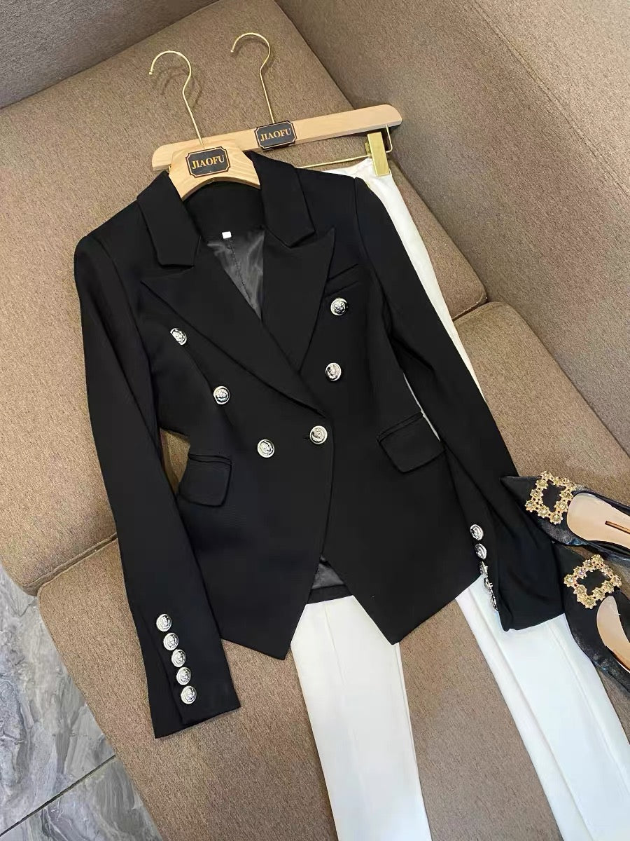 European goods high-end tops high-end goddess fan niche designer fried street suit black suit jacket female 6750