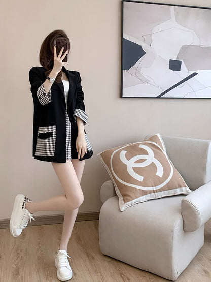 2022 autumn new French retro temperament light familiar style loose and thin high-end fashion hit color suit jacket women