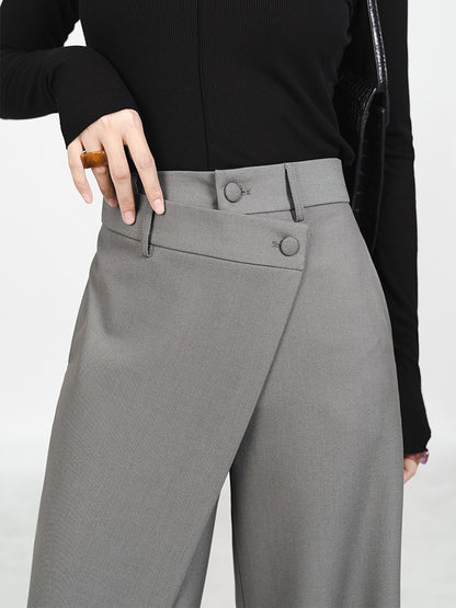 Wide-leg pants women's high-waist drape 2023 spring new irregular niche design sense straight slim suit trousers