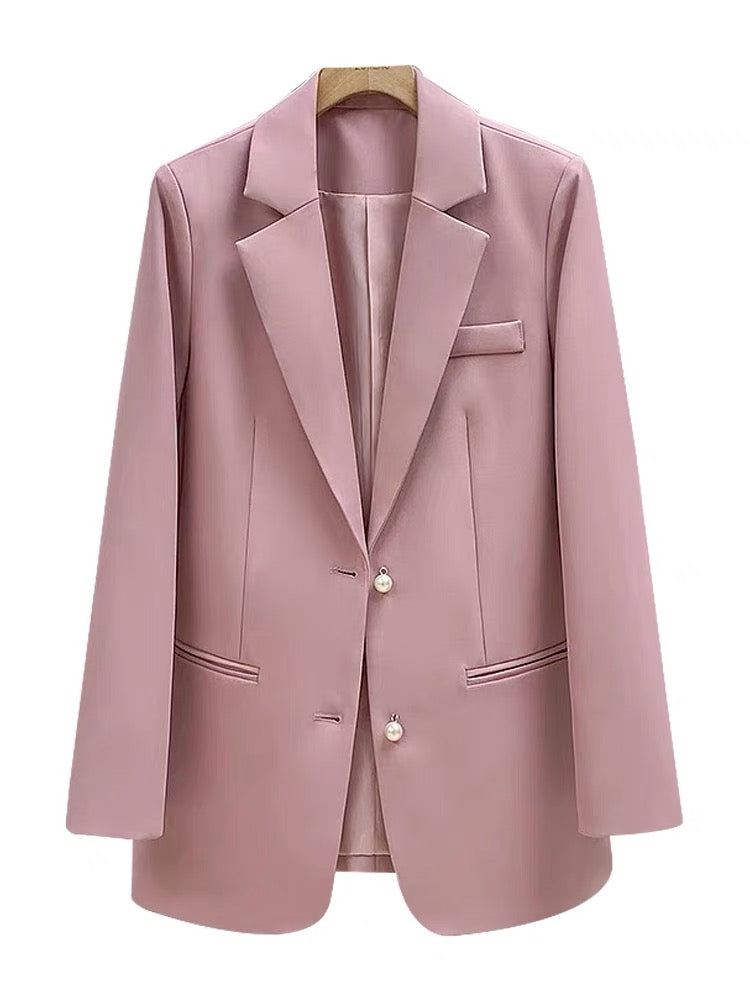 (Pre-Order) Senior drape temperament fashion casual small pink suit jacket women's 2021 autumn new professional suit