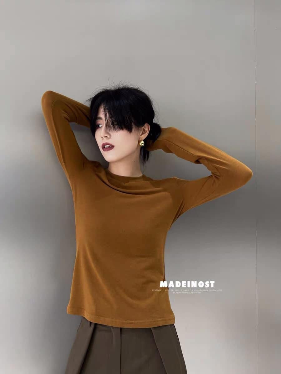 Classic all-match~MADEINOST all-match original high-quality round neck high elastic long-sleeved bottoming shirt T-shirt autumn women