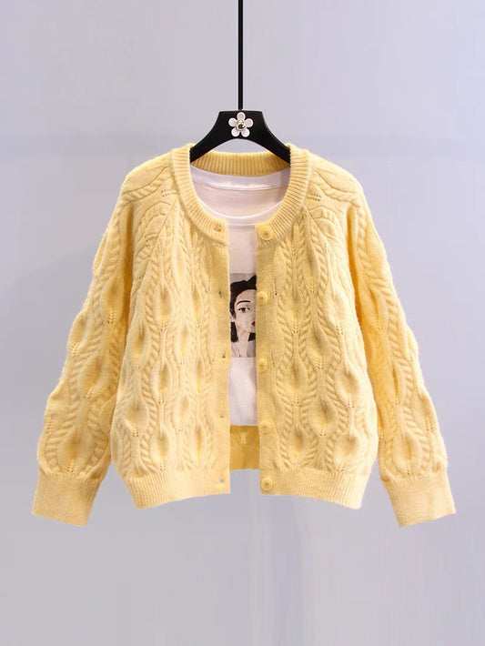 Retro Twist Sweater Jacket Women's Autumn and Winter 2022 New Japanese Lazy Wind Loose Outer Wear Versatile Knit Cardigan