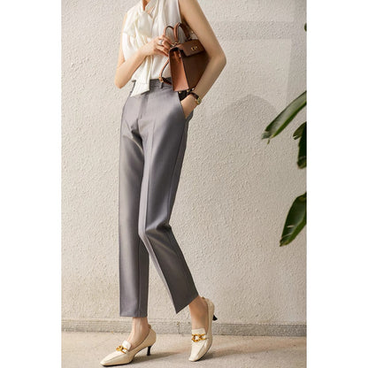 [KZQ590938AL] Wearing a good commuter state, twill texture, micro-elastic nine-point suit straight-leg pants