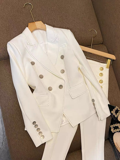 High-end European goods are all empty high-end sense fried street niche high-end professional white suit suit jacket 6840