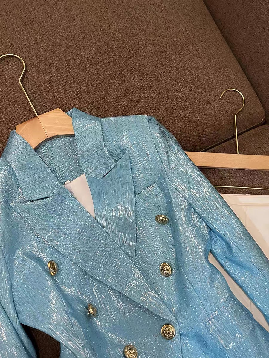 Shenzhen Nanyou high-end European goods Korean Italian-style Neapolitan suit top blue suit jacket female 6857