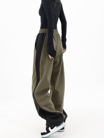 KEN STUDIO splicing woolen thickened sweatpants winter banana pants loose wide-leg harem pants with a niche design