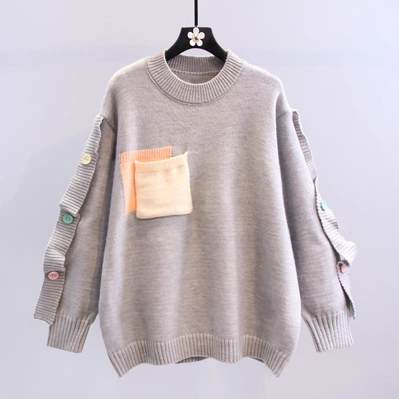 Small fresh college style Japanese sweet sweater women's autumn and winter 2022 new loose outer wear foreign style knitted top