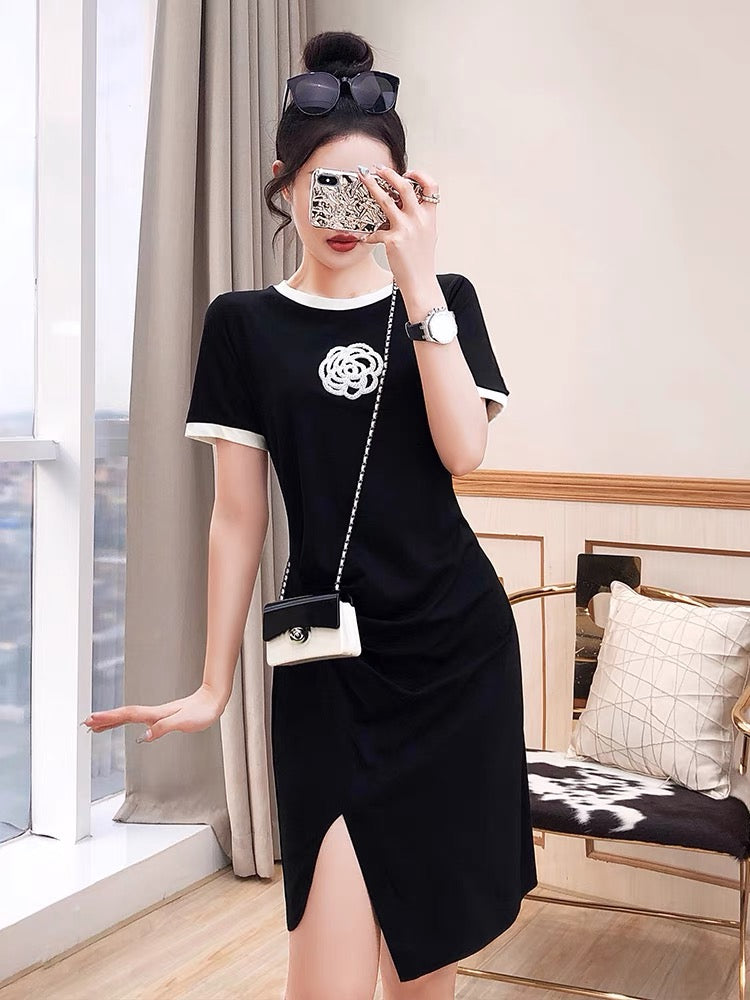 Skirt Royal sister light mature style women's clothing 2022 new summer temperament sexy bag hip waist black hot girl dress