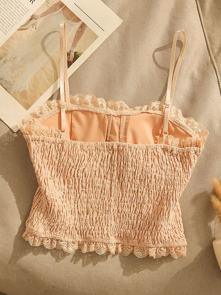 Lace lace camisole women's inner wear sexy beautiful back self-cultivation with chest pad design bottoming tube top top