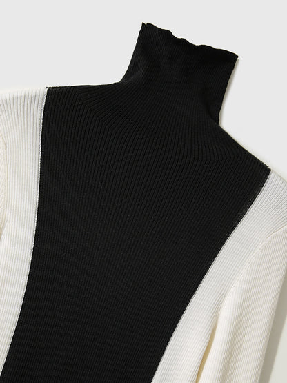 の[ZYB560152VG] Xiaohan Pavilion re-launch 48/2 Yangzi niche color matching turtleneck wool sweater