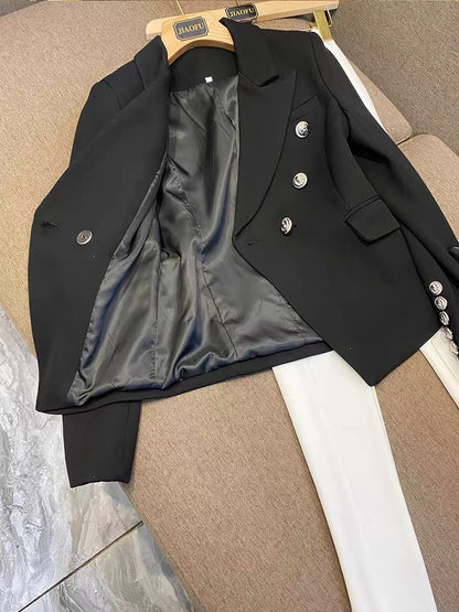 European goods high-end tops high-end goddess fan niche designer fried street suit black suit jacket female 6750